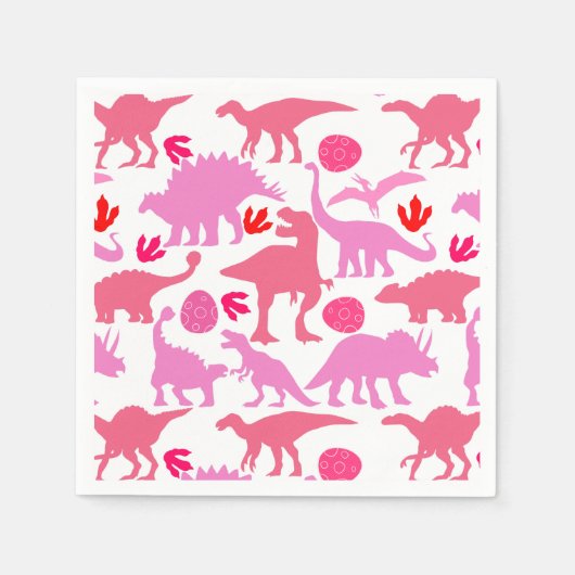 Pink Dino Pattern Serviette (Vorderseite)