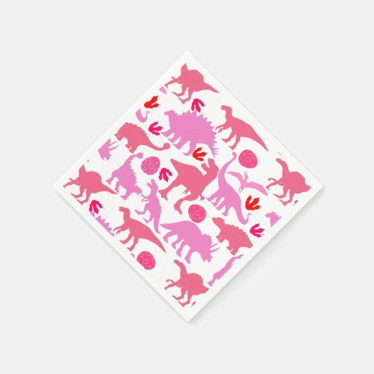 Pink Dino Pattern Serviette (Ecke)