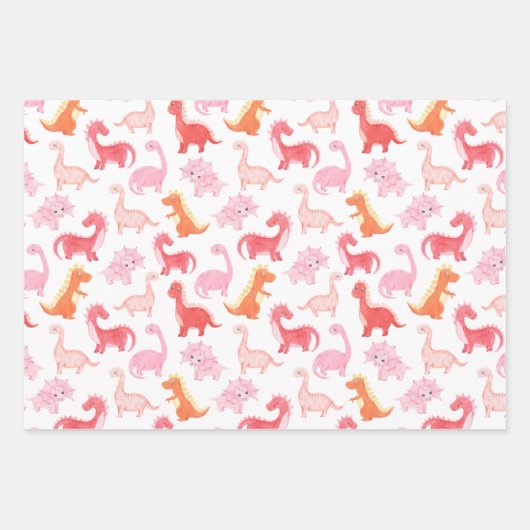 Pink Dinos Geschenkpapier Set (Vorderseite 3)