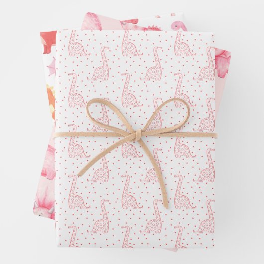 Pink Dinos Geschenkpapier Set (Beispiel)