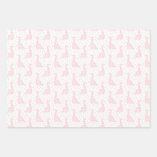 Pink Dinos Geschenkpapier Set (Vorderseite)