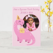 Pink Dinosaur 4th Birthday Card Karte (Gelbe Blume)