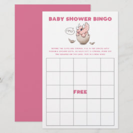 Pink Dinosaur Baby Dusche Bingo Spiel