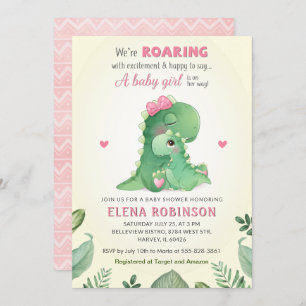 Pink Dinosaur Baby Girl Dusche Wild Sweet Sprinkle Einladung