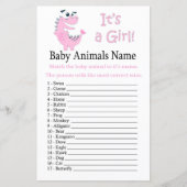 Pink Dinosaur Baby Tiere Name Spiel (Vorderseite)