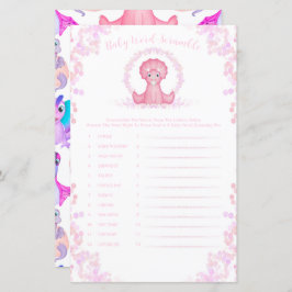 Pink Dinosaur Baby Word Scramble Baby Showspiel