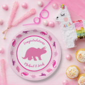 Pink Dinosaur Babydusche Pappteller (Party)