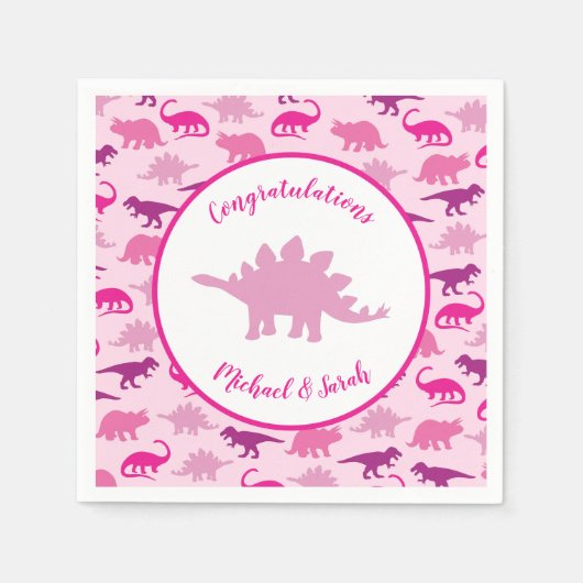 Pink Dinosaur Babydusche Serviette (Vorderseite)