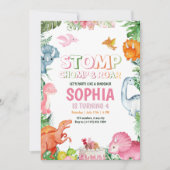 Pink Dinosaur Birthday Einladung Girl Dinosaurier (Vorderseite)