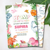 Pink Dinosaur Birthday Einladung Girl Dinosaurier