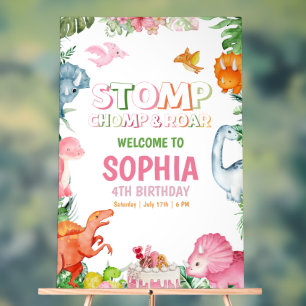 Pink Dinosaur Birthday Einladung Girl Dinosaurier Acrylschild