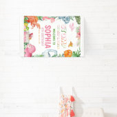 Pink Dinosaur Birthday Einladung Girl Dinosaurier Banner (InSitu)
