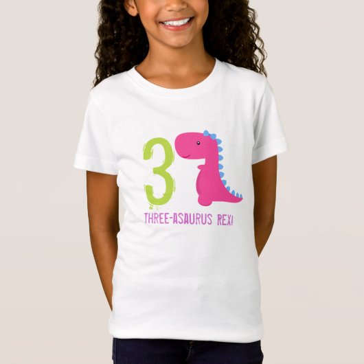 Pink Dinosaur Birthday Shirt Girl Dinosaurier (Vorderseite)