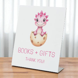 Pink Dinosaur Books and Gifts Baby Shower Sign Sockelschild