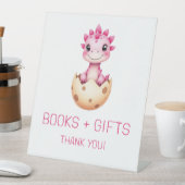 Pink Dinosaur Books and Gifts Baby Shower Sign Sockelschild (In Situ)
