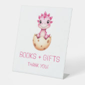 Pink Dinosaur Books and Gifts Baby Shower Sign Sockelschild (Vorderseite)
