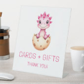Pink Dinosaur Cards and Gifts Baby Shower Sign Sockelschild (In Situ)