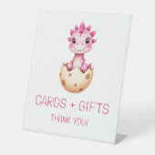 Pink Dinosaur Cards and Gifts Baby Shower Sign Sockelschild (Vorderseite)
