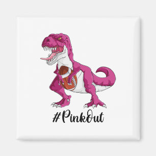 Pink Dinosaur Footbyll Boys Breast Cancene Awarene Magnet