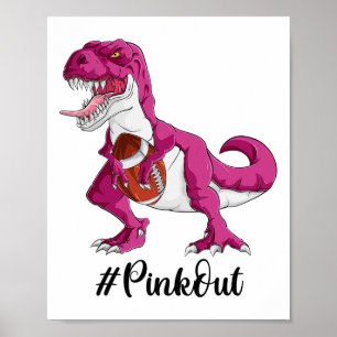 Pink Dinosaur Footbyll Boys Breast Cancene Awarene Poster