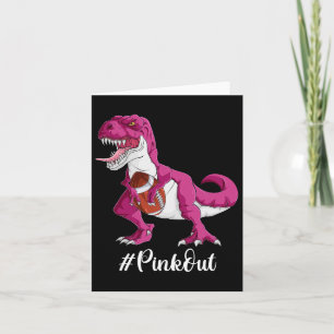 Pink Dinosaur Footbyll Boys Cancer Breast Awarenes Karte