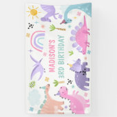Pink Dinosaur Geburtstagsparty Banner (Vertikal)