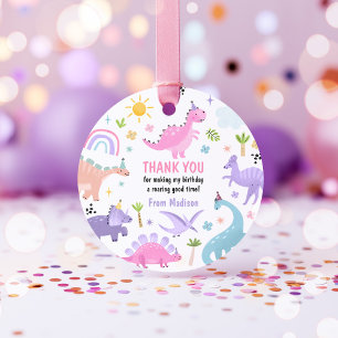 Pink Dinosaur Geburtstagsparty Geschenkanhänger