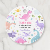 Pink Dinosaur Geburtstagsparty Geschenkanhänger (Vorderseite)