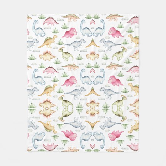 Pink Dinosaur Geburtstagsparty, Girls Dinosaur Par Fleecedecke (Vorderseite)