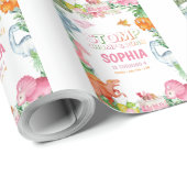 Pink Dinosaur Geburtstagsparty, Girls Dinosaur Par Geschenkpapier (Rolleneckpunkt)
