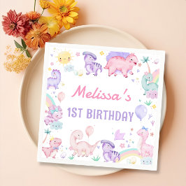 Pink Dinosaur Geburtstagsparty Napkins Serviette