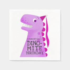 Pink Dinosaur Geburtstagsparty Serviette