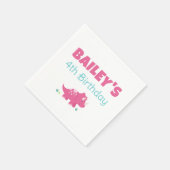 Pink Dinosaur Geburtstagsparty Serviette (Ecke)