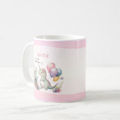 Pink Dinosaur Girl Aquarell Geburtstag Kaffeetasse (Vorderseite Links)