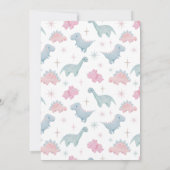 Pink Dinosaur Girl Babydusche Dankeskarte (Rückseite)