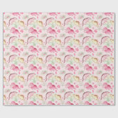 Pink Dinosaur Girl Geburtstagsnummer Individuelle Geschenkpapier (Flach)