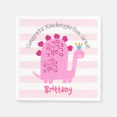 Pink Dinosaur Girl Kindergarten Graduation Playful Serviette (Vorderseite)