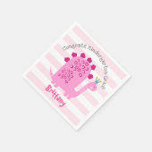Pink Dinosaur Girl Kindergarten Graduation Playful Serviette (Ecke)