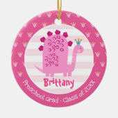 Pink Dinosaur Girl Preschool Graduation Keepsake Keramik Ornament (Vorne)