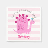 Pink Dinosaur Girl Preschool Graduation Whimsical Serviette (Vorderseite)