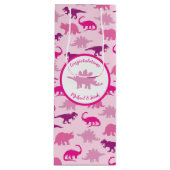 Pink Dinosaur Kinderdusche Niedlich Dino Girl Geschenktüte Für Weinflaschen (Vorderseite)