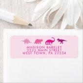 Pink Dinosaur Niedlich Kid's Dino Rücksendeadresse (Insitu)