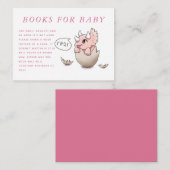 Pink Dinosaur Theme Babydusche Buchanfrage Begleitkarte (Vorne/Hinten)