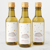 Pink Dinosaur Twinkle Star Baby Shower Girl Mini Weinetikett (Flaschen)