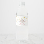 Pink Dinosaur Twinkle Stars Baby Girl Dusche Wasserflaschenetikett (Vorderseite)