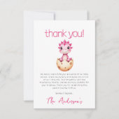 Pink Dinosaur Watercolor Baby Shower Dankeskarte (Vorderseite)