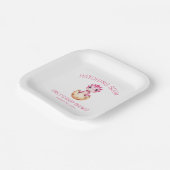 Pink Dinosaur Watercolor Hatching Soon Baby Shower Pappteller (Gewinkelt)