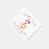 Pink Dinosaur Watercolor Hatching Soon Baby Shower Serviette (Ecke)