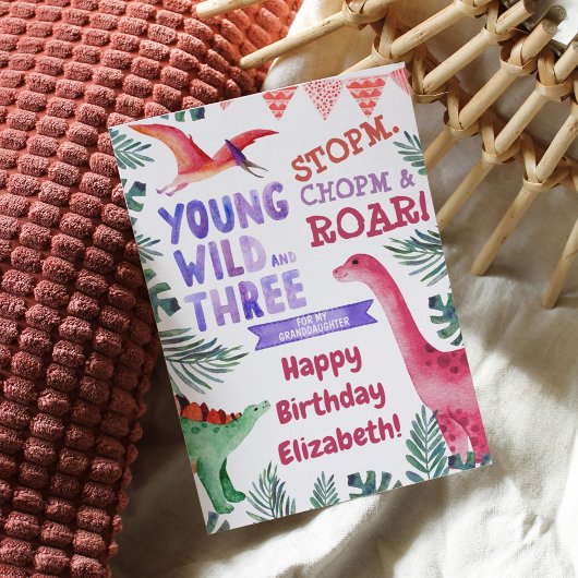 Pink Dinosaur Young Wild und 3. Geburtstag