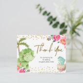 Pink Dinosaurier Danke Karte (Stehend Vorderseite)